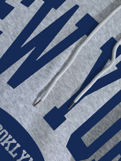 INAWLY Graphic Letter Hoodie with Kangaroo Pocket and Thermal Lining, Long Sleeve Top