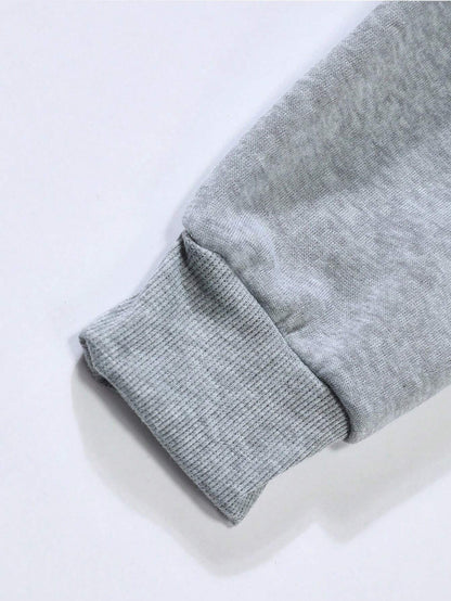 INAWLY Graphic Letter Hoodie with Kangaroo Pocket and Thermal Lining, Long Sleeve Top