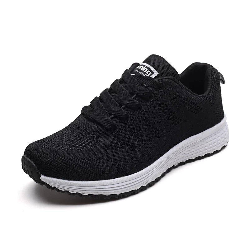 Women's Fashionable Breathable Mesh Sneakers - Casual Walking and Gym Flat Shoes in White