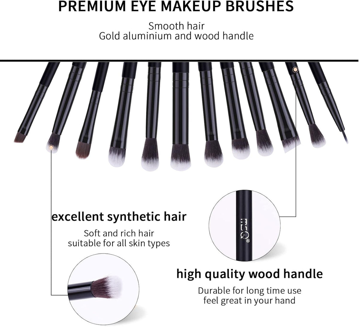 Eyeshadow Brushes 12Pcs Professional Eye Makeup Brush Set Pure Black