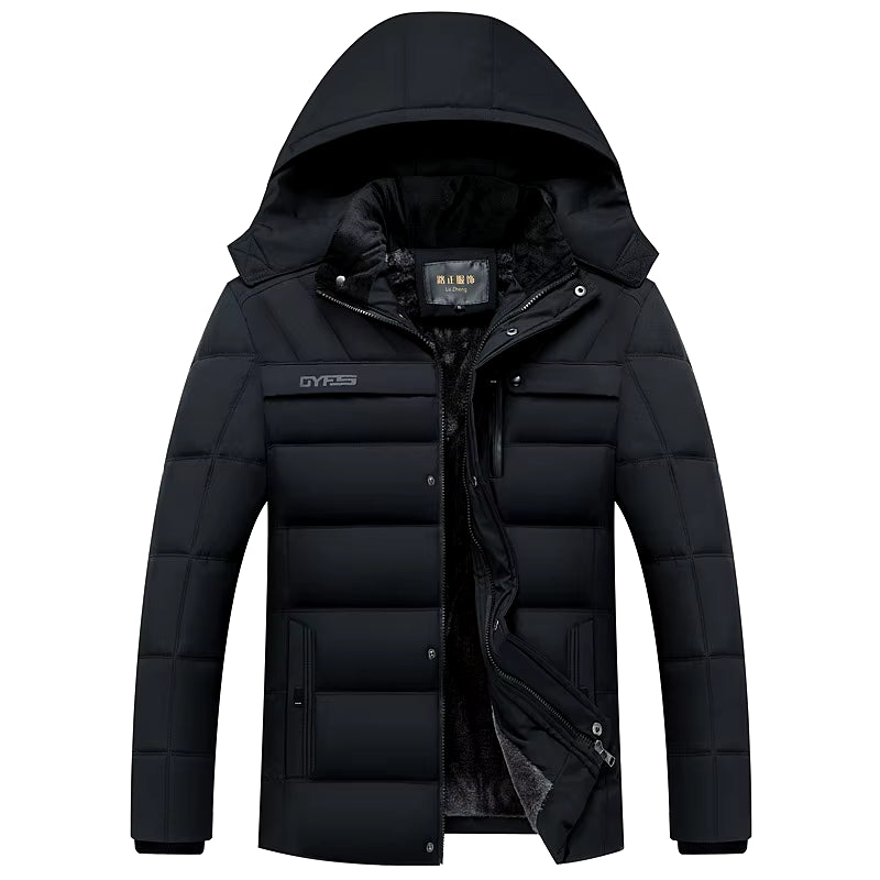 2026 New Fashion Fleece Hooded Winter Coat Men Thick Warm Mens Winter Jacket Windproof Gift for Father Husband Parka