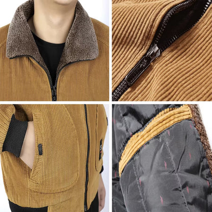 Winter Men'S Bomber Jacket Fashion Man Corduroy Cotton Warm Padded Coats Casual Outwear Thermal Jackets Mens Clothing