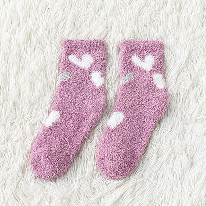 2 Pairs of Stylish Cow Spot Print Socks, Thickened Coral Fleece for Warmth, Women's Hosiery Collection