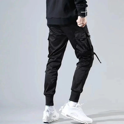Ribbons Harem Joggers Men Cargo Pants Streetwear 2026 Hip Hop Casual Pockets Track Pants Male Harajuku Fashion Trousers