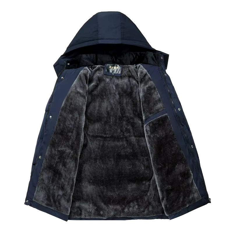 2026 New Fashion Fleece Hooded Winter Coat Men Thick Warm Mens Winter Jacket Windproof Gift for Father Husband Parka