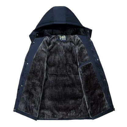 2026 New Fashion Fleece Hooded Winter Coat Men Thick Warm Mens Winter Jacket Windproof Gift for Father Husband Parka