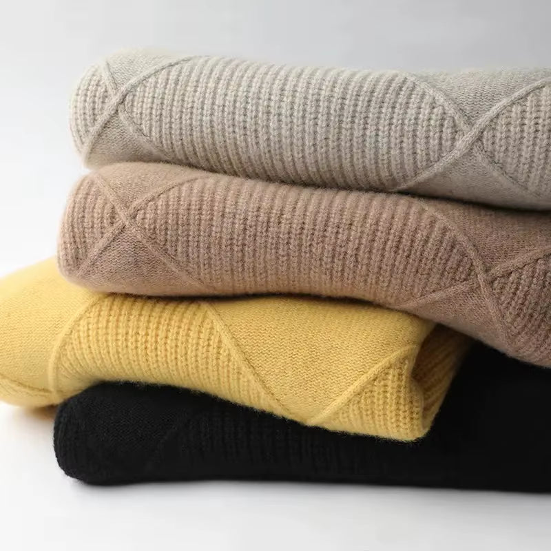Women's Thickened High Collar Knitted Pullover Sweater for Autumn and Winter - DF4845