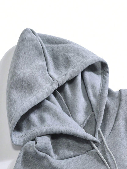 INAWLY Graphic Letter Hoodie with Kangaroo Pocket and Thermal Lining, Long Sleeve Top