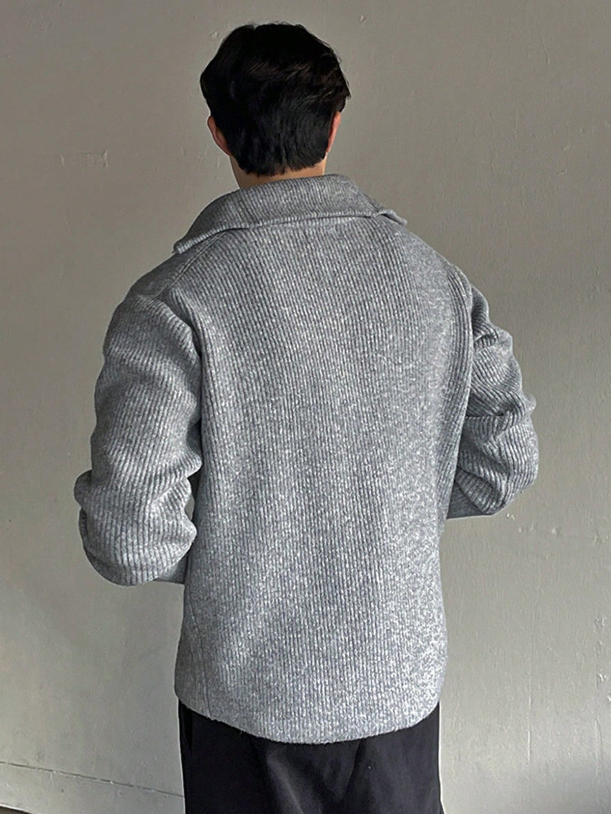 DAZY Men Ribbed Knit Quarter Zip Drop Shoulder Fall Sweater
