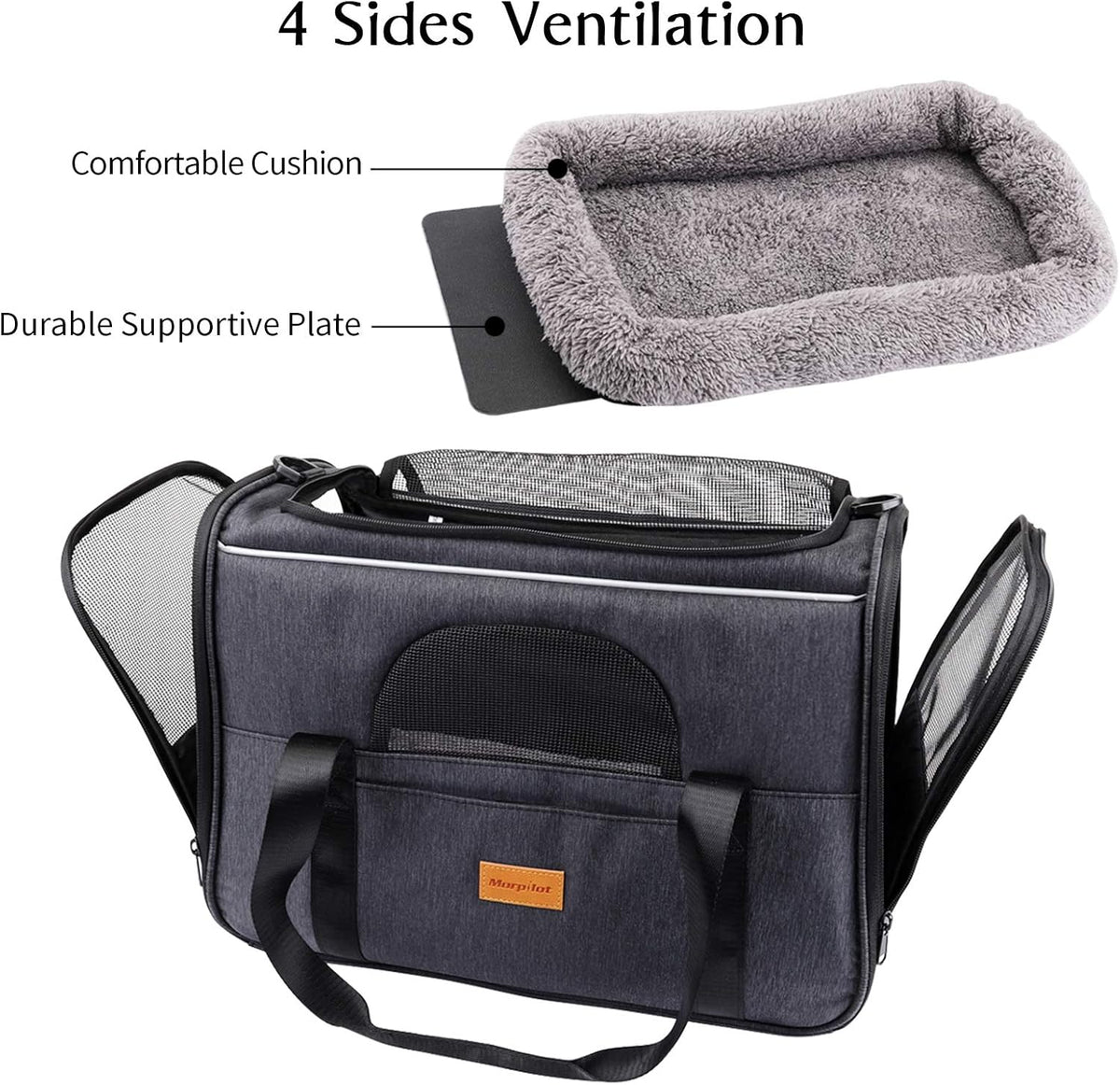 Cat Carrier, Portable Pet Carrier Bag for Cats and Small Dogs, Foldable Soft Sided Cat Transport Carrier, Airline Approved Pet Travel Carrier with Shoulder Strap, Removable Mat and Pet Bowl