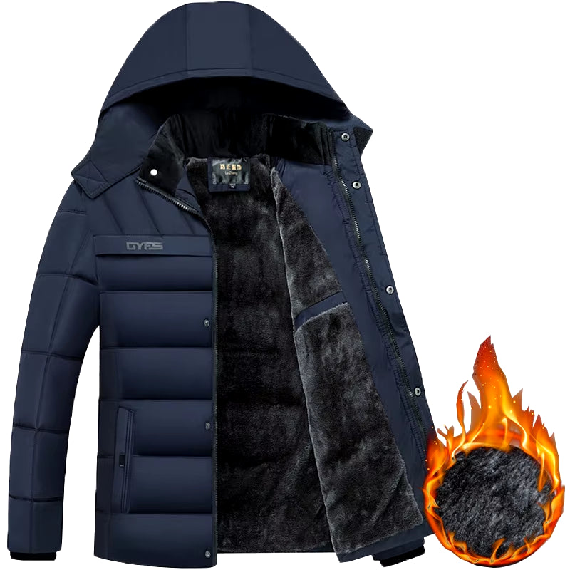 2026 New Fashion Fleece Hooded Winter Coat Men Thick Warm Mens Winter Jacket Windproof Gift for Father Husband Parka