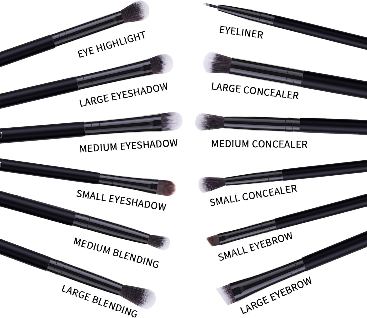 Eyeshadow Brushes 12Pcs Professional Eye Makeup Brush Set Pure Black
