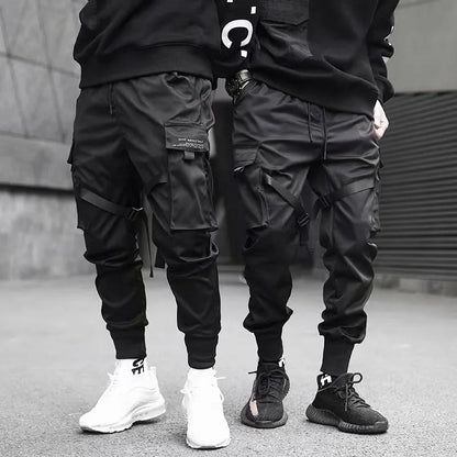 Ribbons Harem Joggers Men Cargo Pants Streetwear 2026 Hip Hop Casual Pockets Track Pants Male Harajuku Fashion Trousers