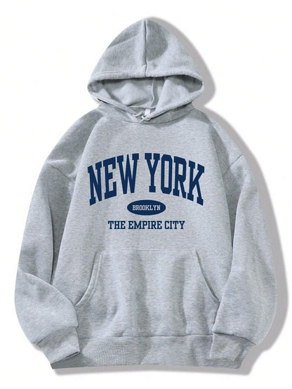 INAWLY Graphic Letter Hoodie with Kangaroo Pocket and Thermal Lining, Long Sleeve Top
