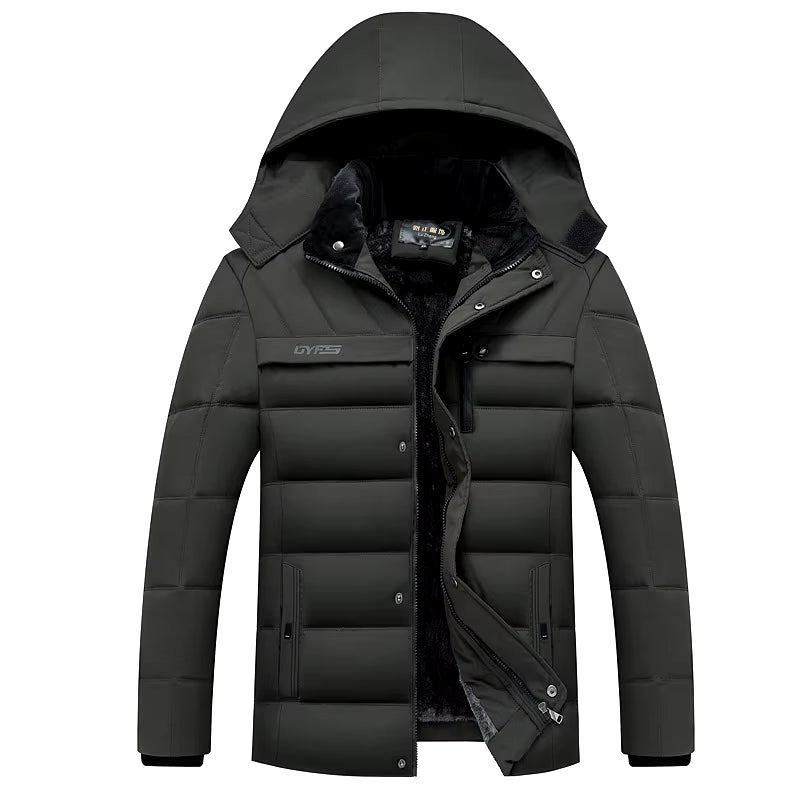 2026 New Fashion Fleece Hooded Winter Coat Men Thick Warm Mens Winter Jacket Windproof Gift for Father Husband Parka