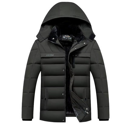 2026 New Fashion Fleece Hooded Winter Coat Men Thick Warm Mens Winter Jacket Windproof Gift for Father Husband Parka