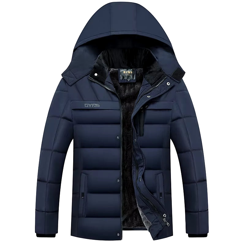 2026 New Fashion Fleece Hooded Winter Coat Men Thick Warm Mens Winter Jacket Windproof Gift for Father Husband Parka