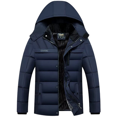 2026 New Fashion Fleece Hooded Winter Coat Men Thick Warm Mens Winter Jacket Windproof Gift for Father Husband Parka