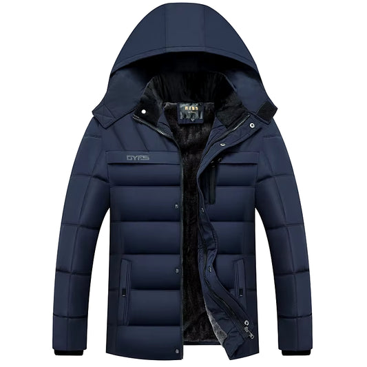 2026 New Fashion Fleece Hooded Winter Coat Men Thick Warm Mens Winter Jacket Windproof Gift for Father Husband Parka