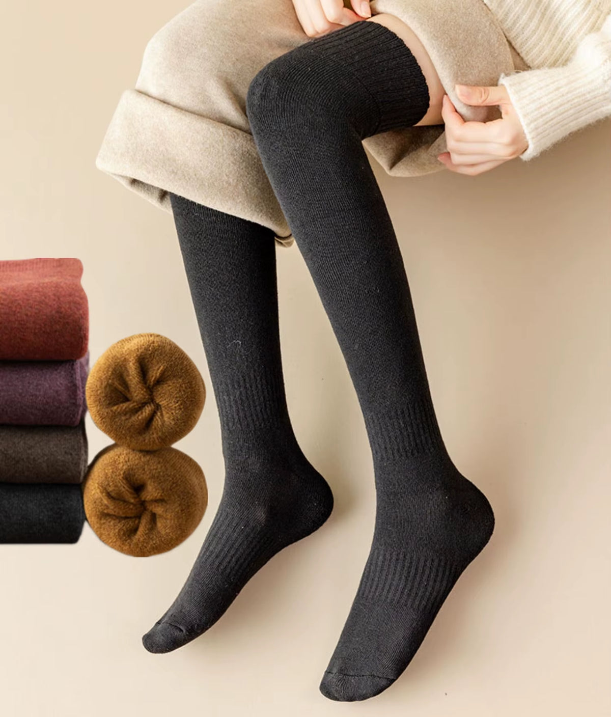 2 Pairs of Stylish Cow Spot Print Socks, Thickened Coral Fleece for Warmth, Women's Hosiery Collection