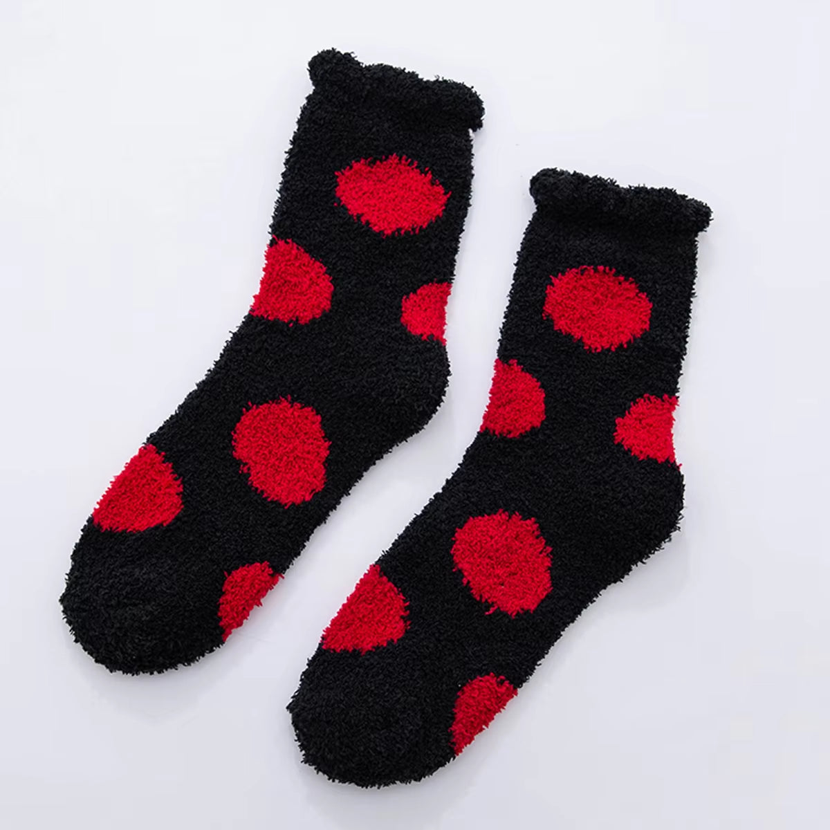 2 Pairs of Stylish Cow Spot Print Socks, Thickened Coral Fleece for Warmth, Women's Hosiery Collection