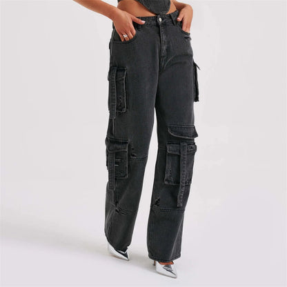 Women's Low-Waist Three-Dimensional Tube Top Jeans with Pocket Stitching