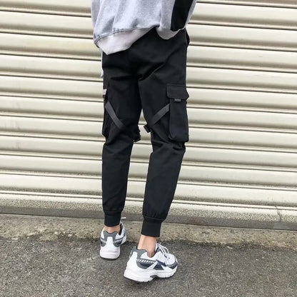 Ribbons Harem Joggers Men Cargo Pants Streetwear 2026 Hip Hop Casual Pockets Track Pants Male Harajuku Fashion Trousers